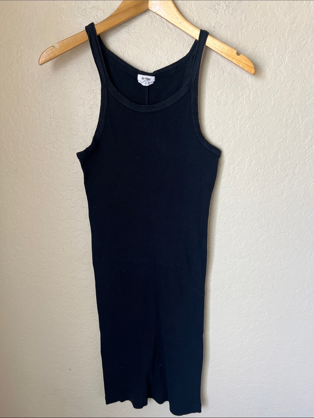 Re/done black ribbed tank dress M - Picture 2 of 9